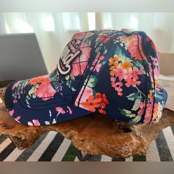 Robin Ruth floral navy Thailand baseball hat navy blue athleisure vacation - Picture 3 of 5